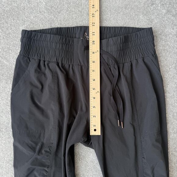 prAna Pants Womens Medium Black Stretch Drawstring Ruched Leg Tie Hem Joggers - Picture 8 of 12